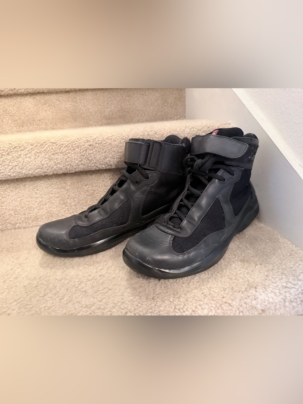 Prada America’s Cup High Top Sneakers Black 4T0341 Men’s Size 7 Authentic